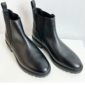 Steve Madden Womens Lorali Ankle Boot Black Leather Chelsea Shoes 9